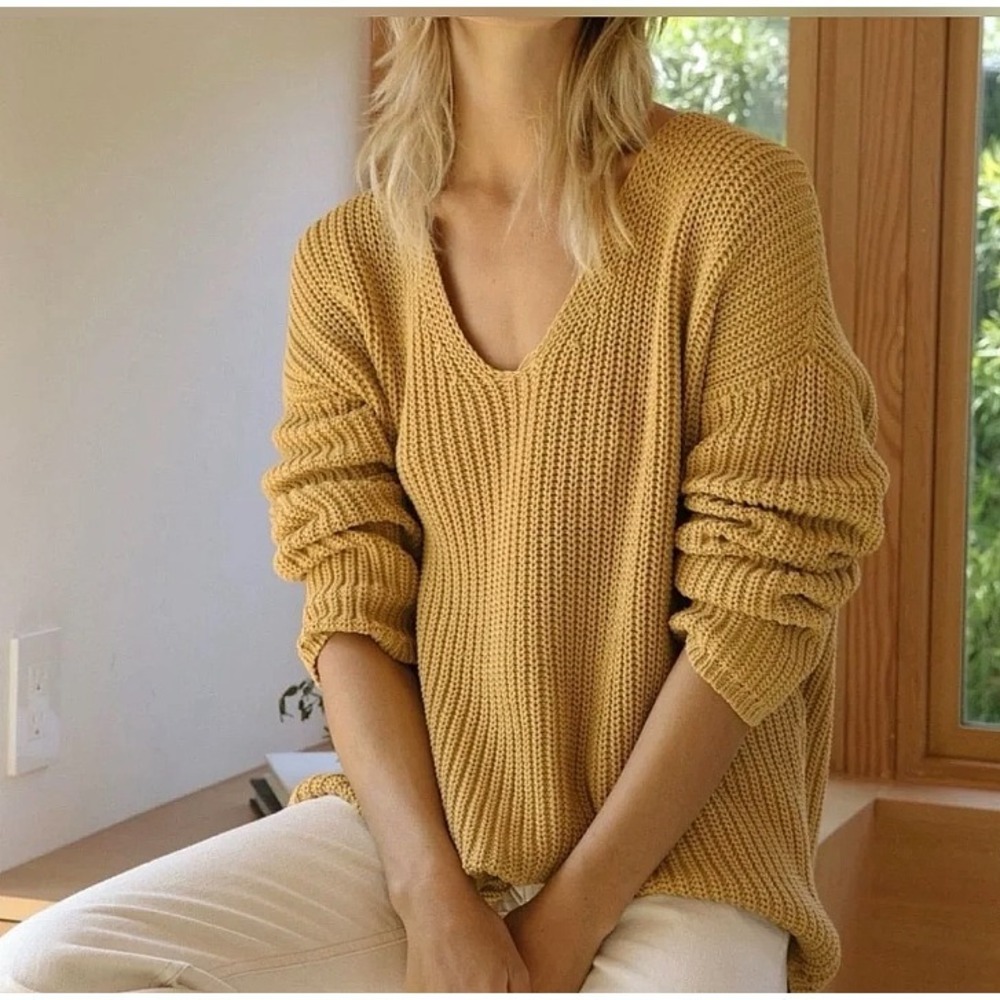 Jenni Kayne Women's XS Sweaters Jenni Kayne Cabin Cotton Sweater Mustard Yellow